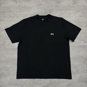Stussy Stock Crew Short Sleeve T-Shirt Men’s Size Medium Black Embroidered Logo